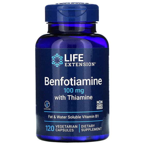 Витаминный комплекс Life Extension Benfotiamine с Тиамином, 100 мг, 120 вегетарианских капсул