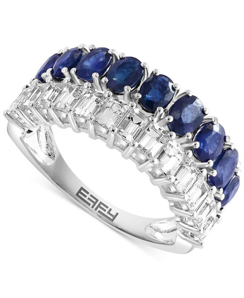 EFFY® Blue Sapphire (1-3/4 ct. t.w.) & White Sapphire (1 ct. t.w) Double Row Ring in 14k White Gold