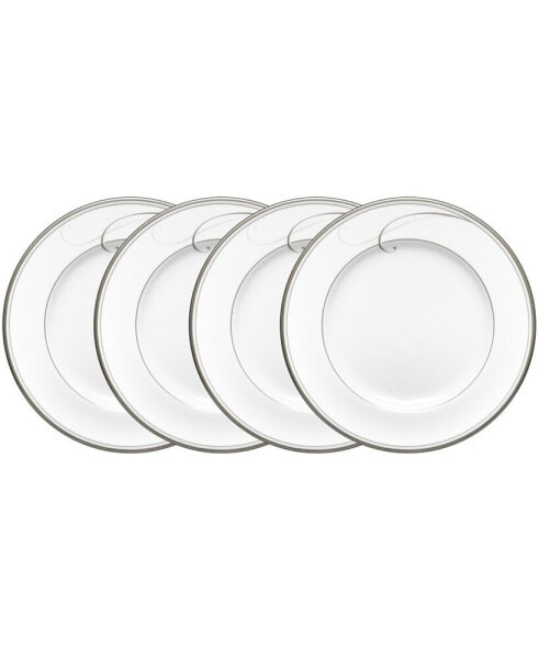 Platinum Wave Set of 4 Bread Butter and Appetizer Plates, Service For 4