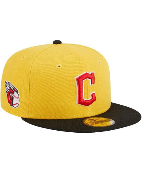 Men's Yellow, Black Cleveland Guardians Grilled 59FIFTY Fitted Hat