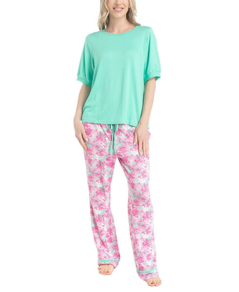 Women's 2-Pc. I Heart Lounge Printed Pajamas Set