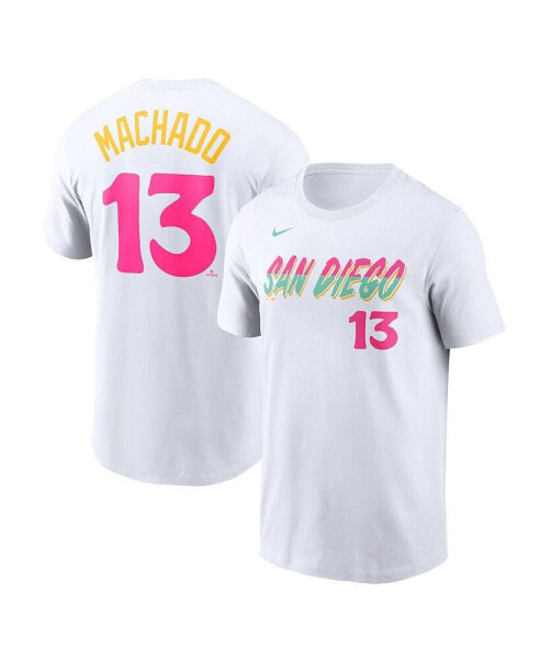 Men's Manny Machado White San Diego Padres City Connect Name and Number T-shirt