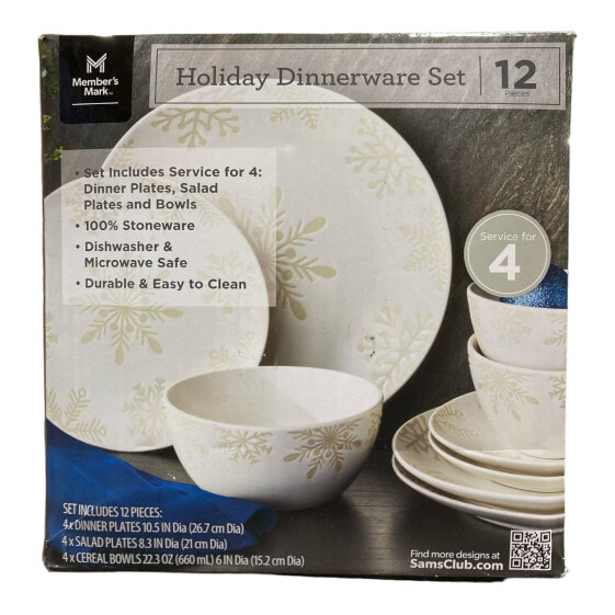 Member's Mark Holiday Stoneware Dinnerware Set, 12 Piece