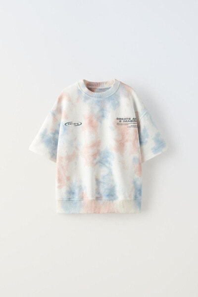 Толстовка с короткими рукавами tie-dye с надписью ZARA