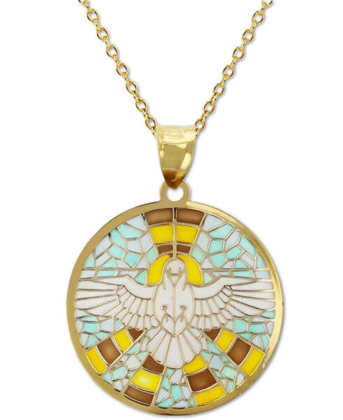 Macy's enamel Landing Dove 18" Pendant Necklace in 14k Gold