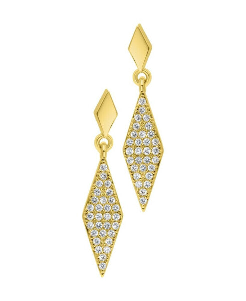 Gold Crystal Diamond-Shaped Drop Earrings