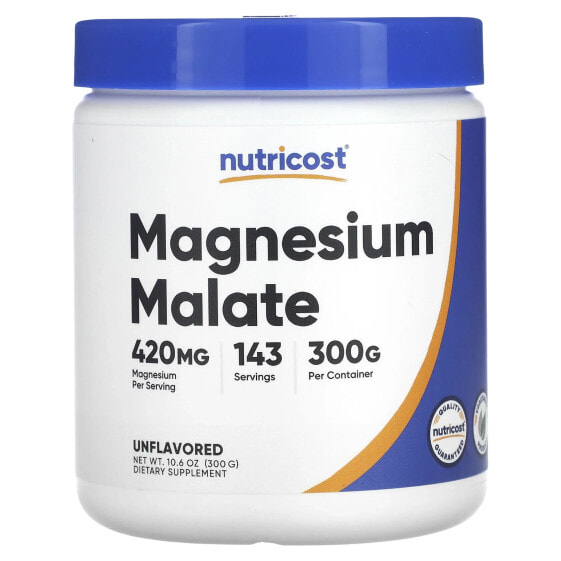 Магний Nutricost Malate без вкуса 300 г 10,6 унций (Тип товара: Витамины и минералы)