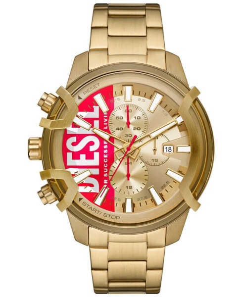 Men's Chronograph Griffed Gold-Tone Stainless Steel Bracelet Watch 48mm