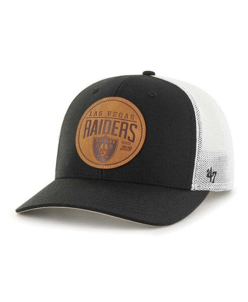 Men's Black Las Vegas Raiders Leather Head Flex Hat