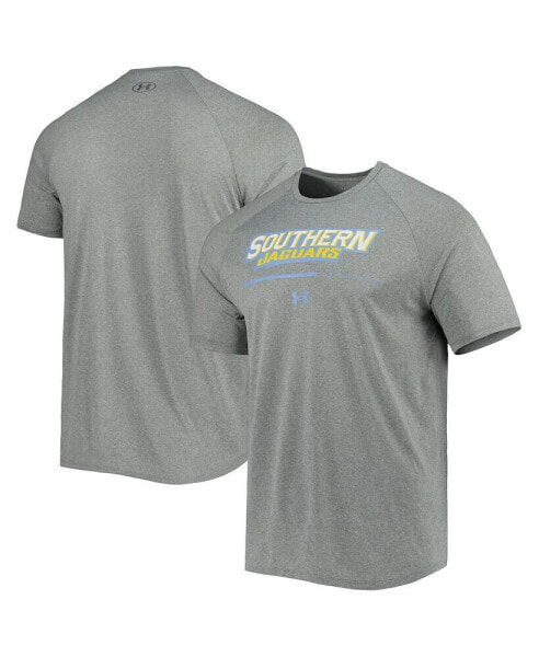 Men's Heathered Gray Southern University Jaguars Tech Performance Raglan T-shirt
