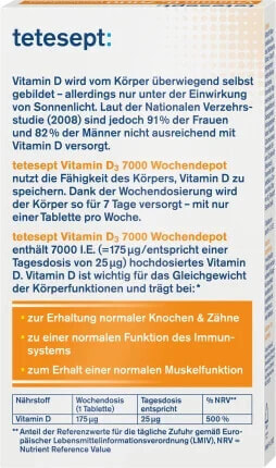 Vitamin D3 7000 I.E. Wochendepot Tabletten 12 St, 6 g