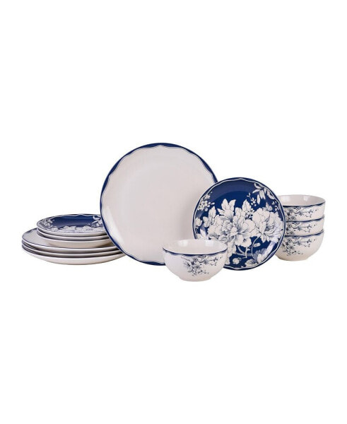 Brittany Porcelain 12 Piece Dinnerware Set, Service for 4