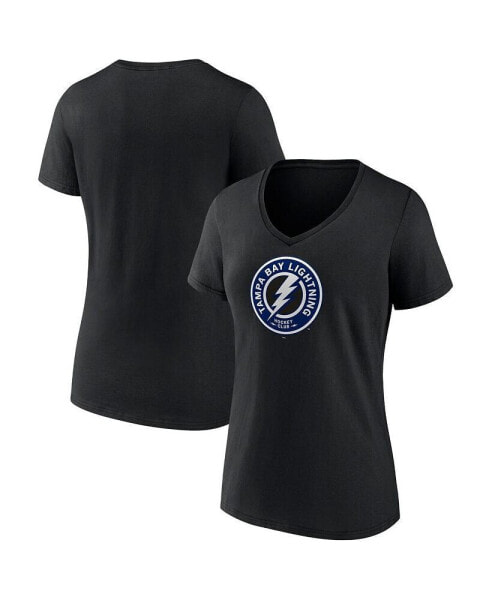 Women's Black Tampa Bay Lightning Alternate Logo V-Neck T-shirt