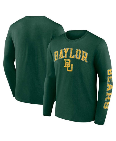 Men's Green Baylor Bears Distressed Arch Over Logo Long Sleeve T-shirt
