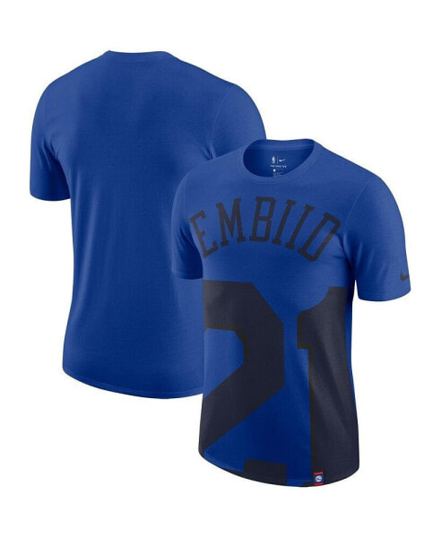 Men's Joel Embiid Royal Philadelphia 76ers Oversized Name and Number T-shirt
