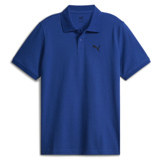Футболка-поло мужская Puma Essentials 679107 с коротким рукавом с маленьким логотипом синего цвета Casual