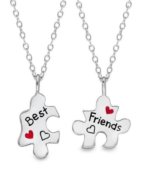 Rhona Sutton children's Puzzle Pieces Best Friends 2-Piece Necklace Set in Sterling Silver