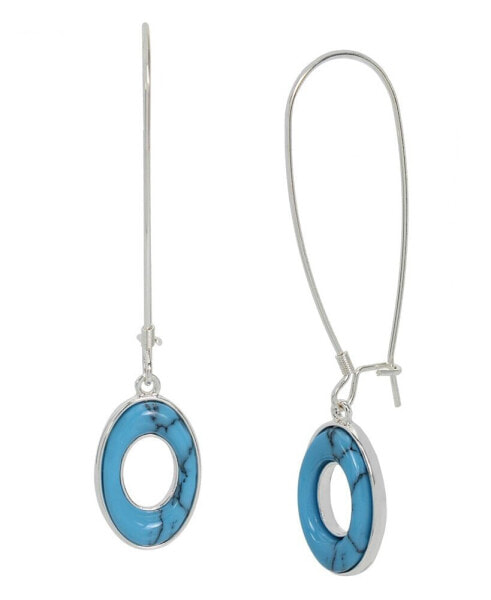 Semi-Precious Turquoise Oval Dangle Earrings