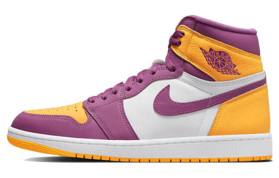 Air Jordan 1 Retro High OG University Gold and Light Bordeaux Sneakers