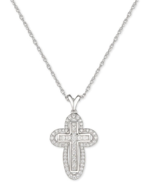 Macy's cubic Zircona Cross 18" Pendant Necklace in Sterling Silver
