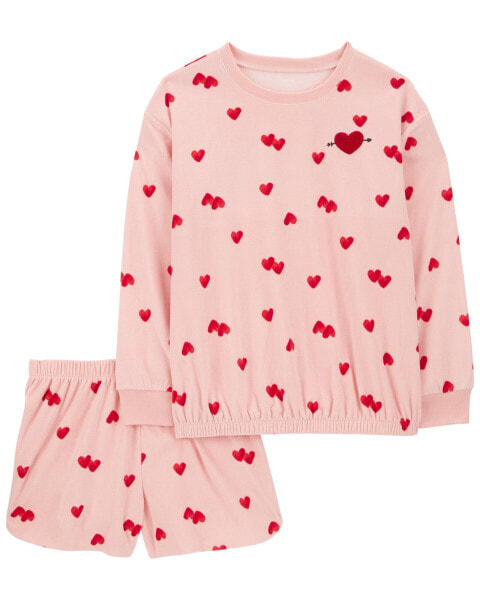 Adult 2-Piece Heart Fleece Pajamas XL