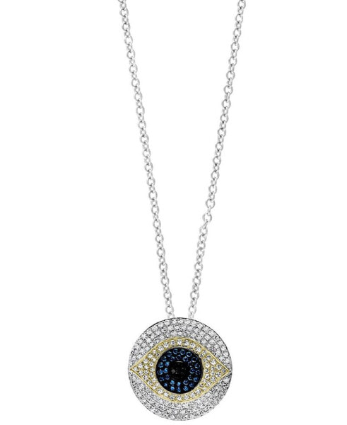 EFFY Collection eFFY® Multicolor Diamond Evil Eye 18" Pendant Necklace (7/8 ct. t.w.) in 14k White & Yellow Gold