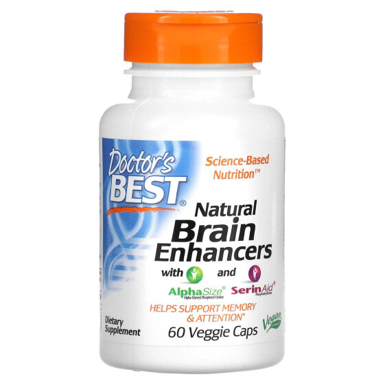 БАД для улучшения памяти Doctor's Best Natural Brain Enhancers с AlphaSize и SerinAid, 60 капсул