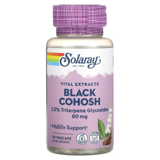 Витамин С, Black Cohosh, 80 мг, 30 капсул, женское здоровье, SOLARAY