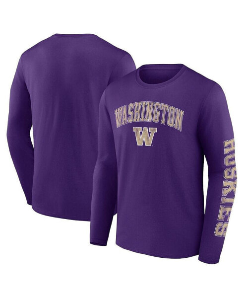 Men's Purple Washington Huskies Distressed Arch Over Logo Long Sleeve T-shirt