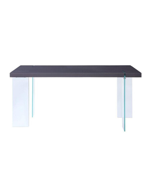Noland Dining Table, Gray High Gloss & Clear Glass