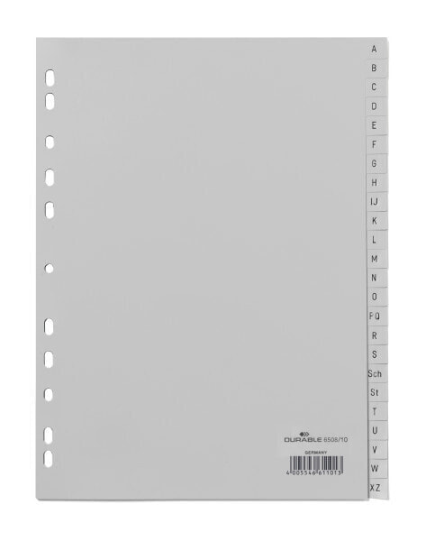 Durable 650810 - Alphabetic tab index - Polypropylene (PP) - Grey - Portrait - A4