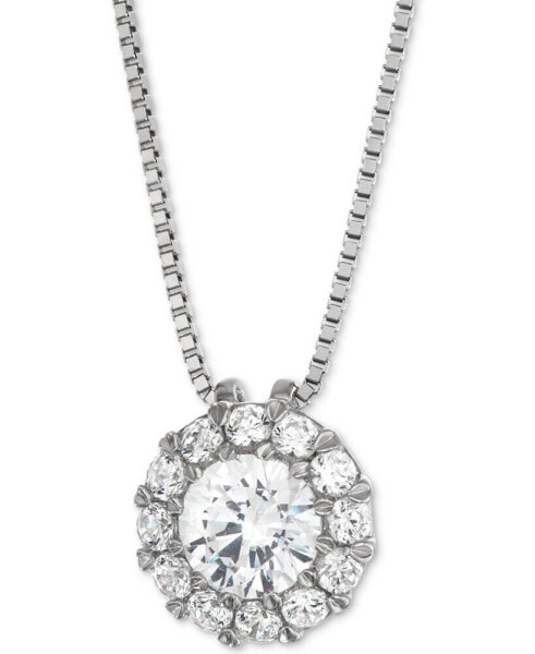 Diamond Halo 18" Pendant Necklace (1/2 ct. t.w.) in 14k White Gold