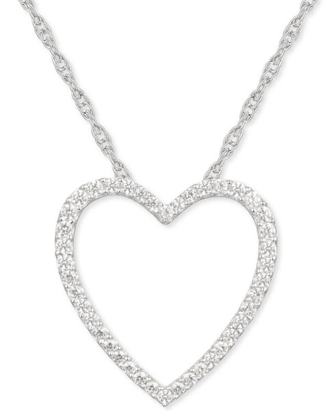 Diamond Heart 18" Pendant Necklace (1/4 ct. t.w.) in Sterling Silver