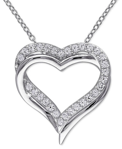 Macy's lab-Created White Sapphire Heart 18" Pendant Necklace (5/8 ct. t.w.) in Sterling Silver