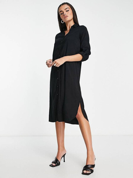 Vero Moda midi shirt dress in black