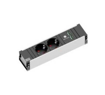 Bachmann 912.0156 - 0.2 m - 2 AC outlet(s) - Indoor - Aluminum - Black - Gray - 217 mm