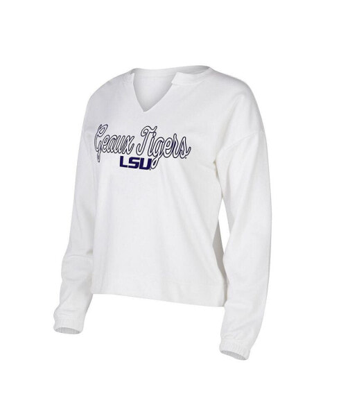 Women's White LSU Tigers Sienna Notch Neck Long Sleeve T-shirt