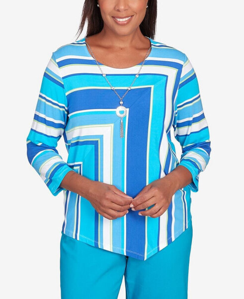 Women's Tradewinds Corners with Necklace Striped Top