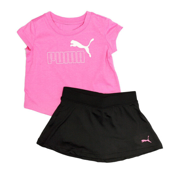 Puma 2Peice Crew Neck Short Sleeve T-Shirt & Skort Set Infant Girls Pink Casual