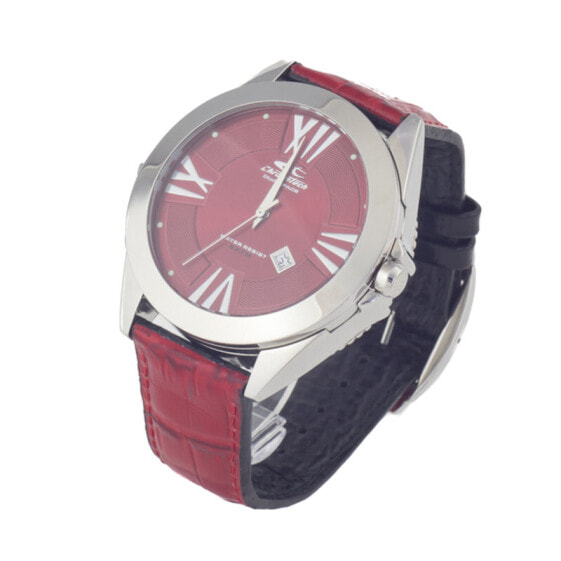Мужские наручные часы с красным кожаным ремешком Chronotech CT7636M-02 ( 50 mm)