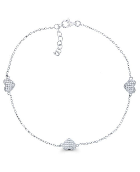 Браслет Macy's Triple Hearts CZ Silver