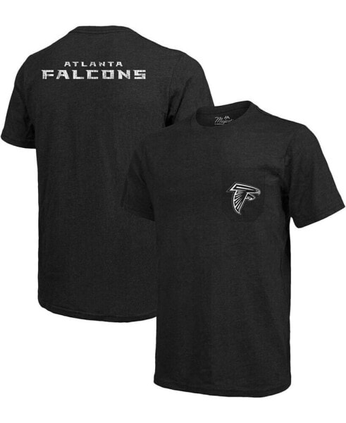 Футболка с карманом Majestic Atlanta Falcons Tri-Blend Heathered Black