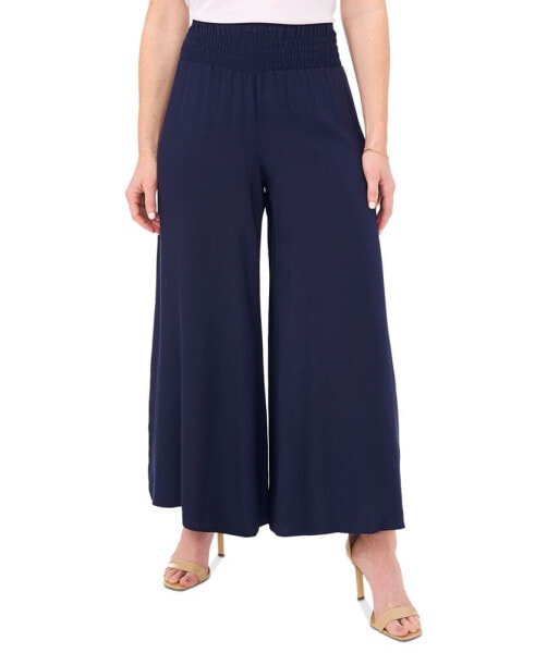 Petite Pilazzo Smocked-Waist Wide-Leg Pants