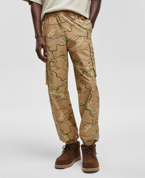 Men's Regular-Fit Pull On Camo Print Cargo Joggers, Created for Macy's