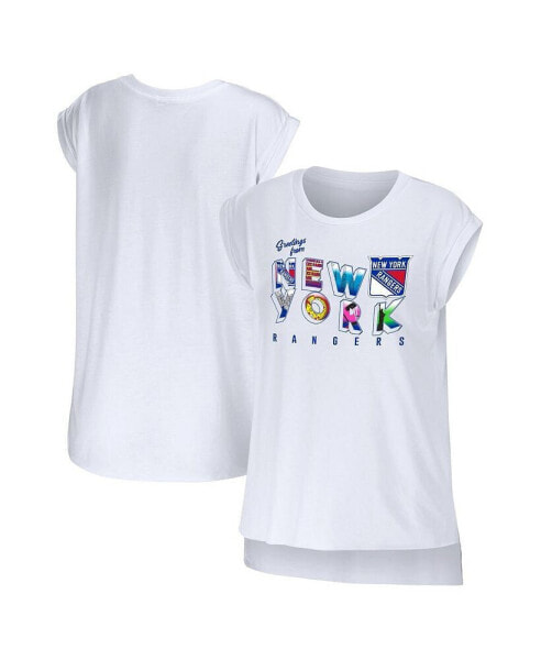 Women's White New York Rangers Greetings From Muscle T-shirt