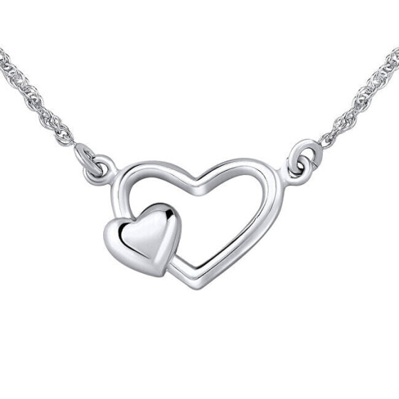 Romantic silver necklace with hearts ZTJ71251