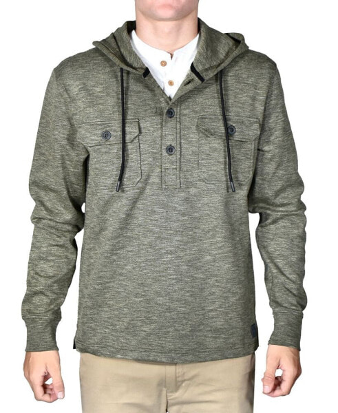 Men's Slub Knit Solid Drawstring Hoodie