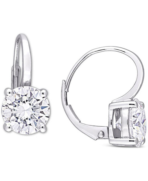 Lab-Grown Moissanite Solitaire Leverback Earrings (4 ct. t.w.) in 14k White Gold