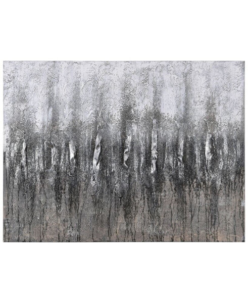 Gray Frequency Textured Metallic Hand Painted Wall Art by Martin Edwards, 30" x 40" x 1.5"