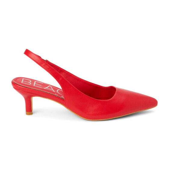 BEACH by Matisse Grazia Pointed Toe Kitten Heels Sling Back Pumps Womens Red Dre